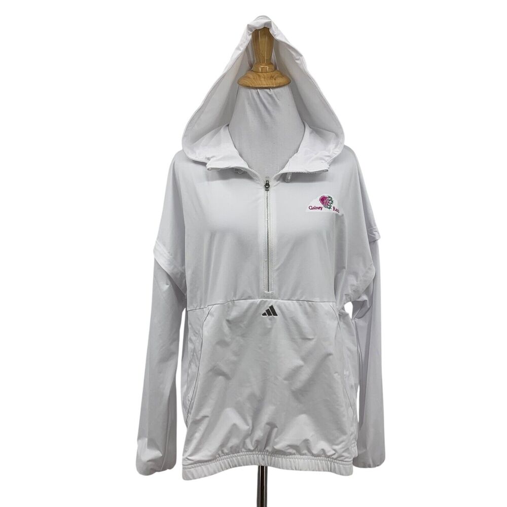 Adidas Hoodie Womens M Medium White Ultimate365 Twistknit Half Zip *Gainey Ranch